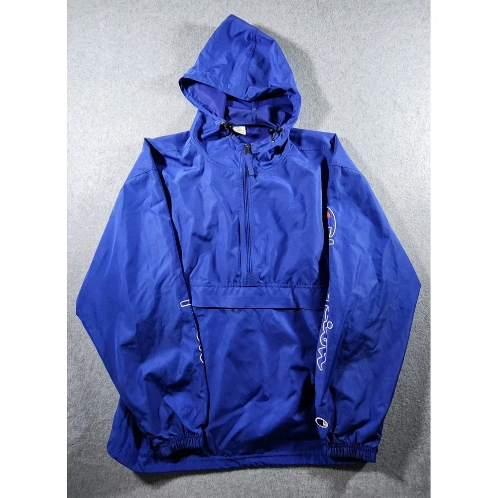 Champion Men's Pullover Jacket, Large, Blue, 1/4 Zip, Pockets